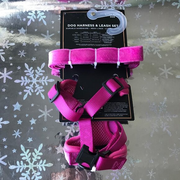 Juicy Couture Harness and Leash Set Mesh Liner Velour Pink  Extra Small - Picture 3 of 3